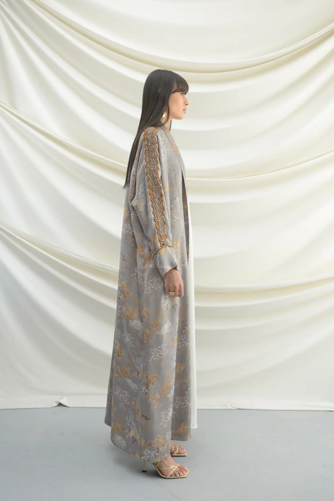 Mai Grey Silk Abaya