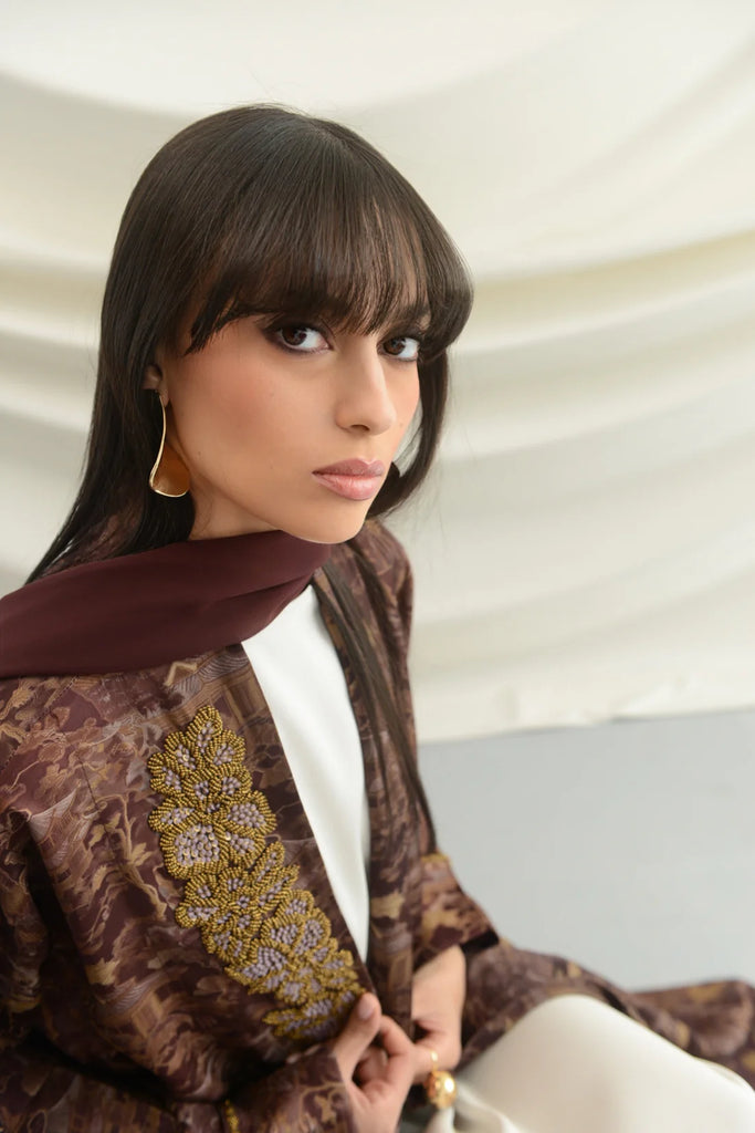 Tokyo Burgundy Silk Abaya