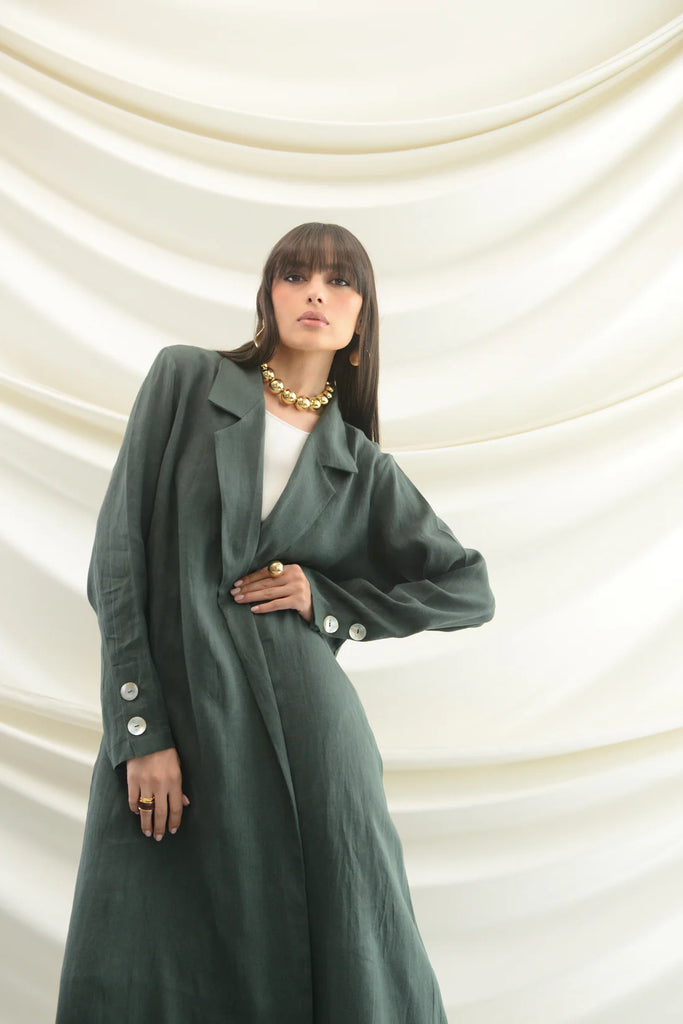Firenze Green Italian Linen Abaya