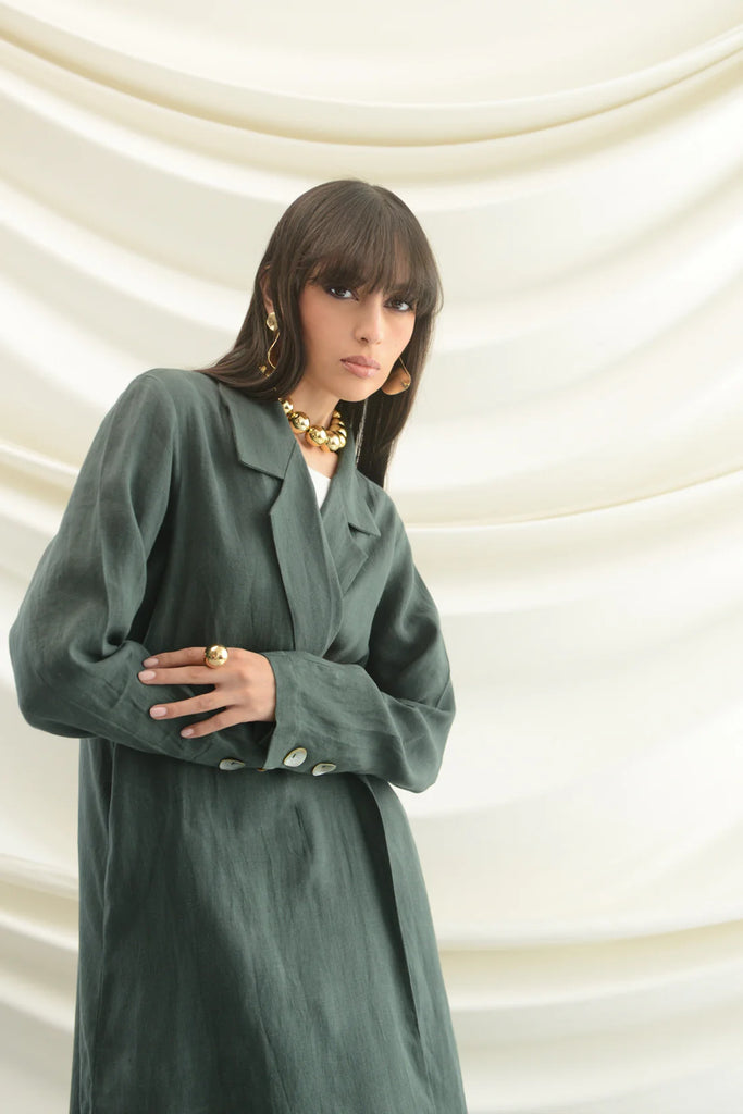 Firenze Green Italian Linen Abaya