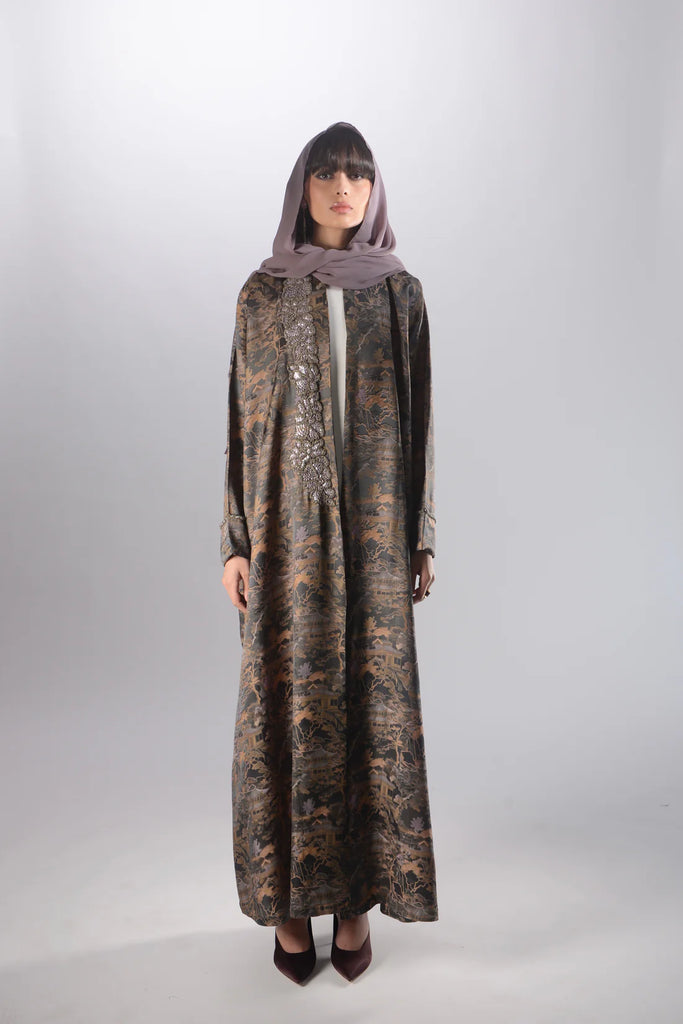 Tokyo Dusty Green Silk Abaya