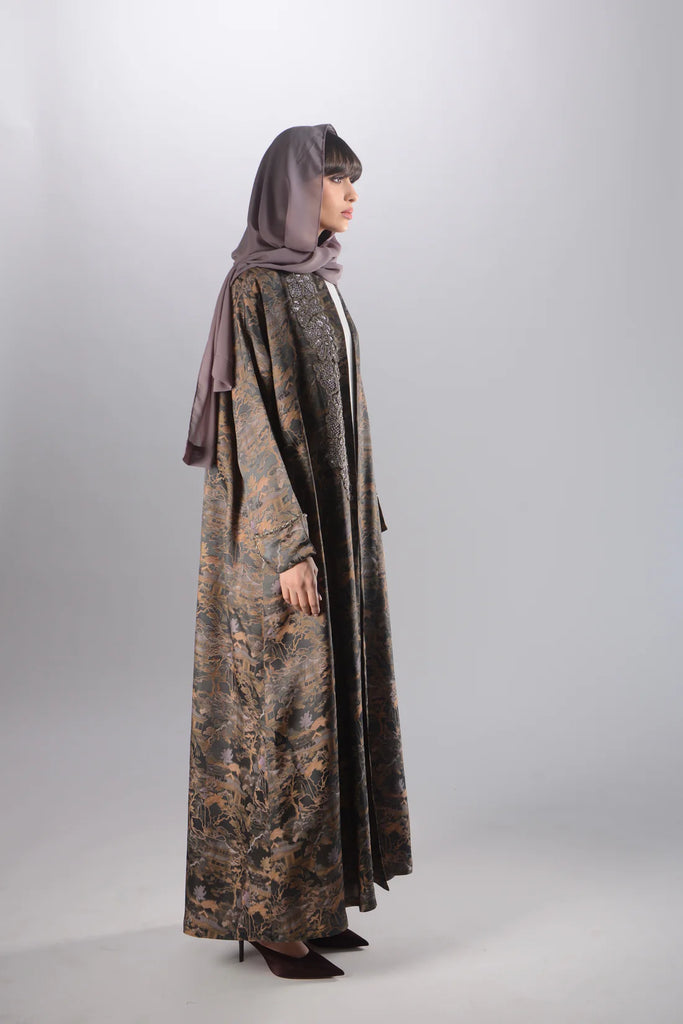 Tokyo Dusty Green Silk Abaya