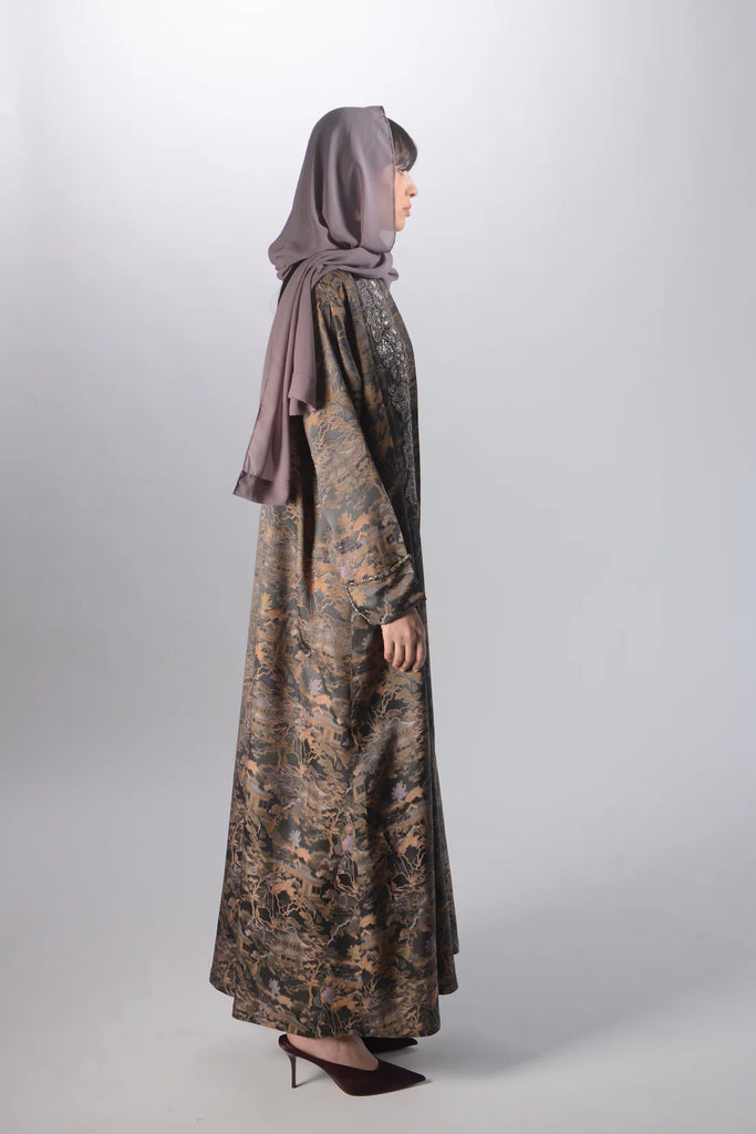 Tokyo Dusty Green Silk Abaya