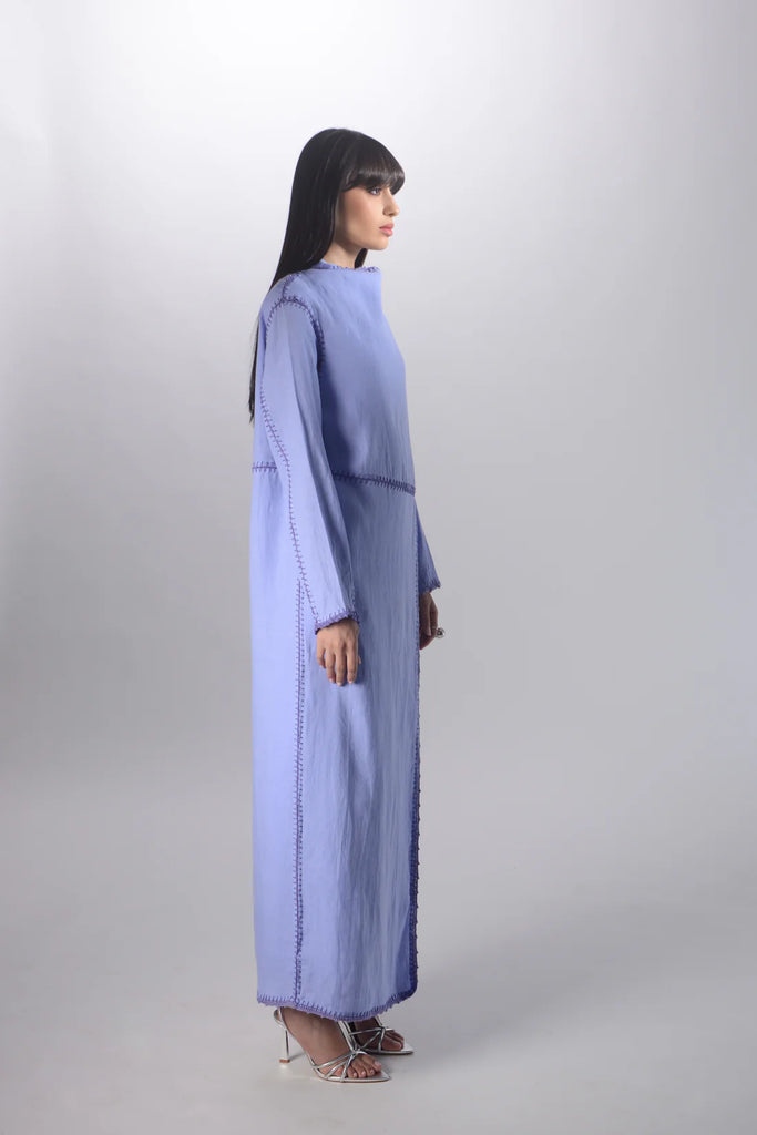 Basma Indigo Ombre Linen Abaya