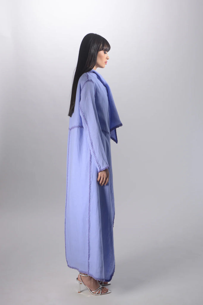 Basma Indigo Ombre Linen Abaya