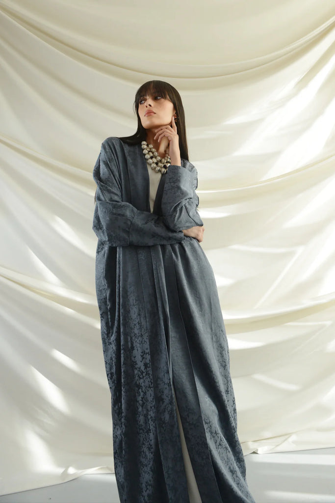 Allure French Blue Viscose Jacquard Abaya