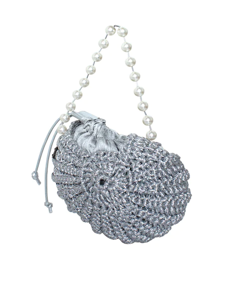 Le Coquillage Silver Crochet Bag
