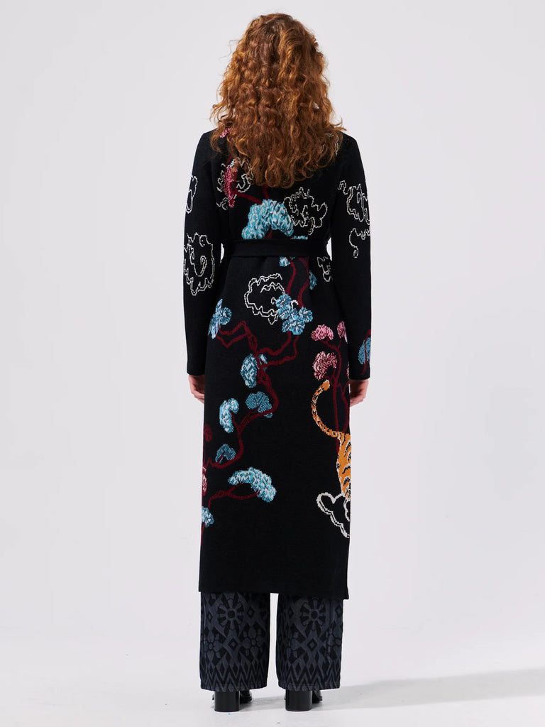 Courageous Tiger merino Jacquard Long Cardigan