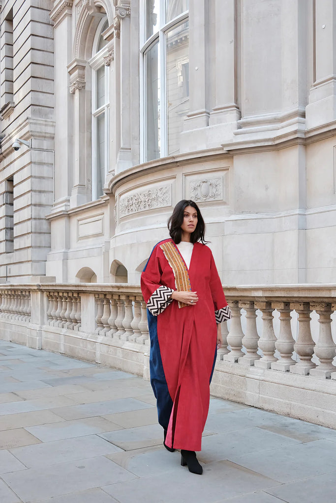 Cherry Red & Royal Blue Liberty Abaya