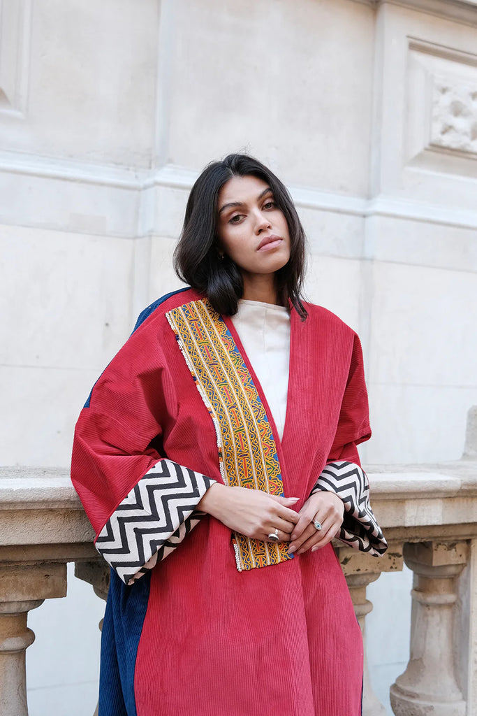 Cherry Red & Royal Blue Liberty Abaya