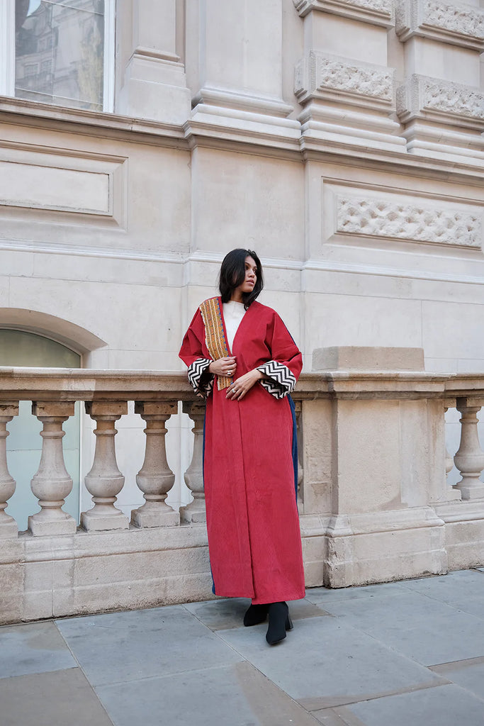 Cherry Red & Royal Blue Liberty Abaya