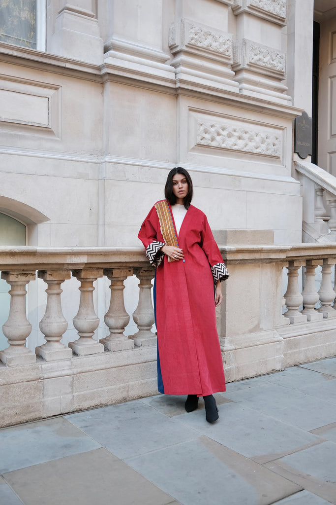 Cherry Red & Royal Blue Liberty Abaya