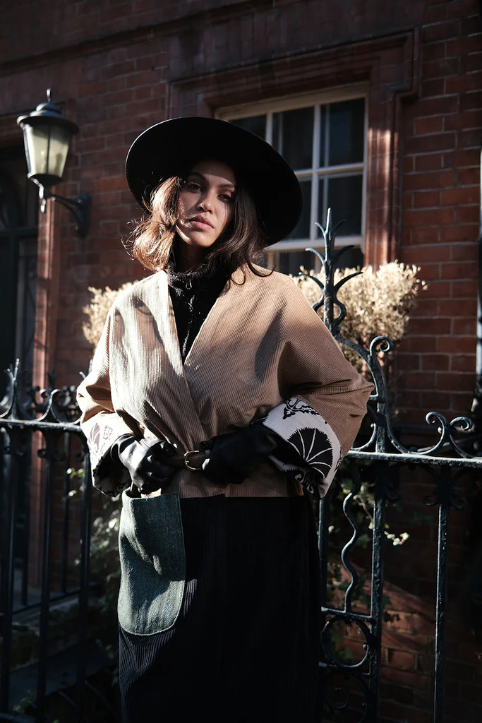 Beige & Black Serey Abaya