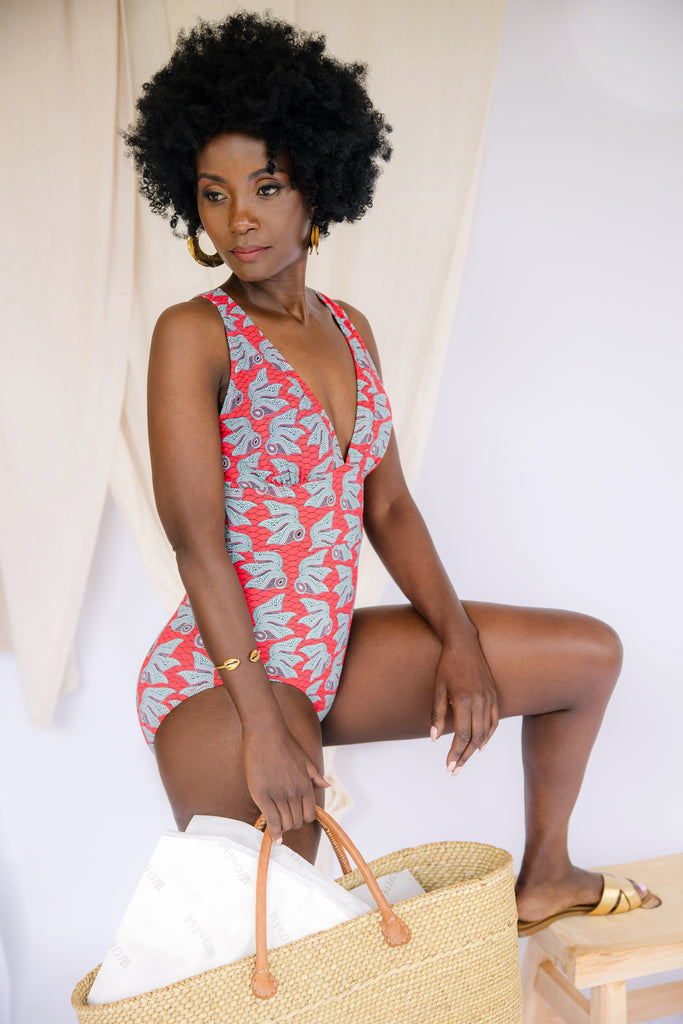 Blue Bird V-Neck Short Sleeved Bikini