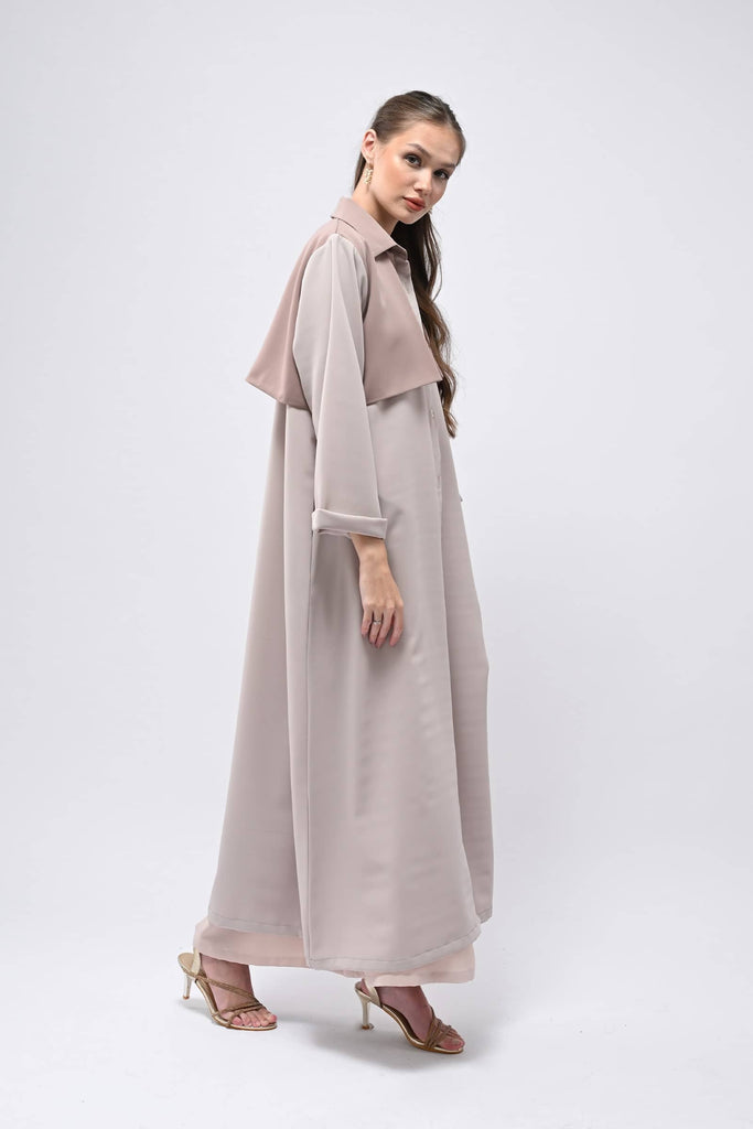 Maha Beige Trench Coat Abaya