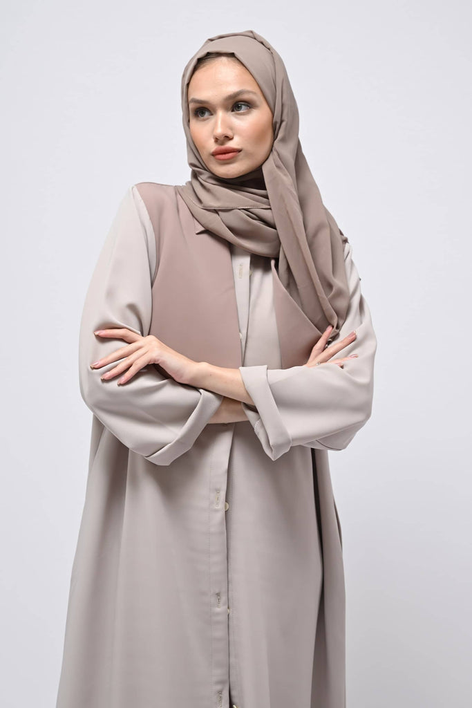 Maha Beige Trench Coat Abaya
