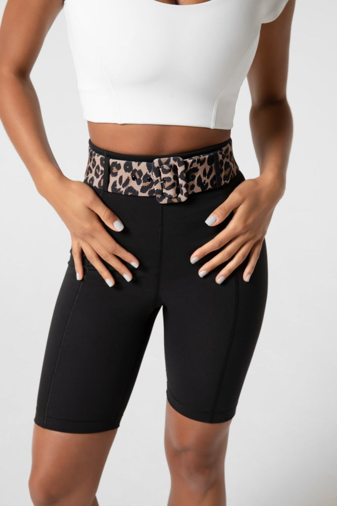Lepoard-Printed Belted Erin Short