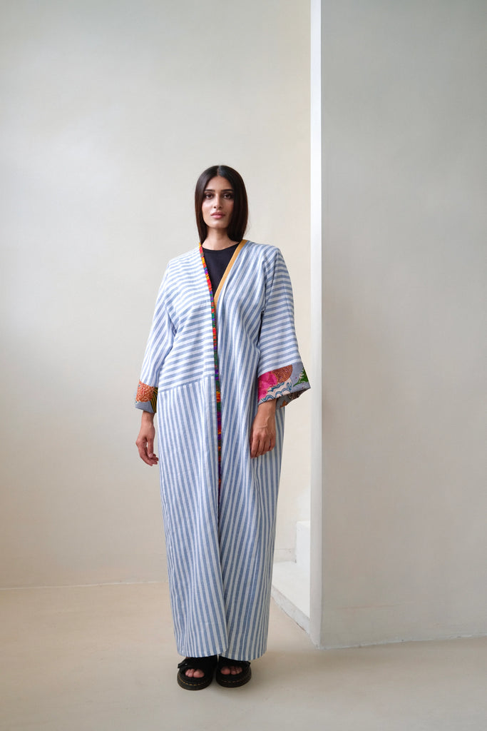 Blue & White Rebloom Abaya 24