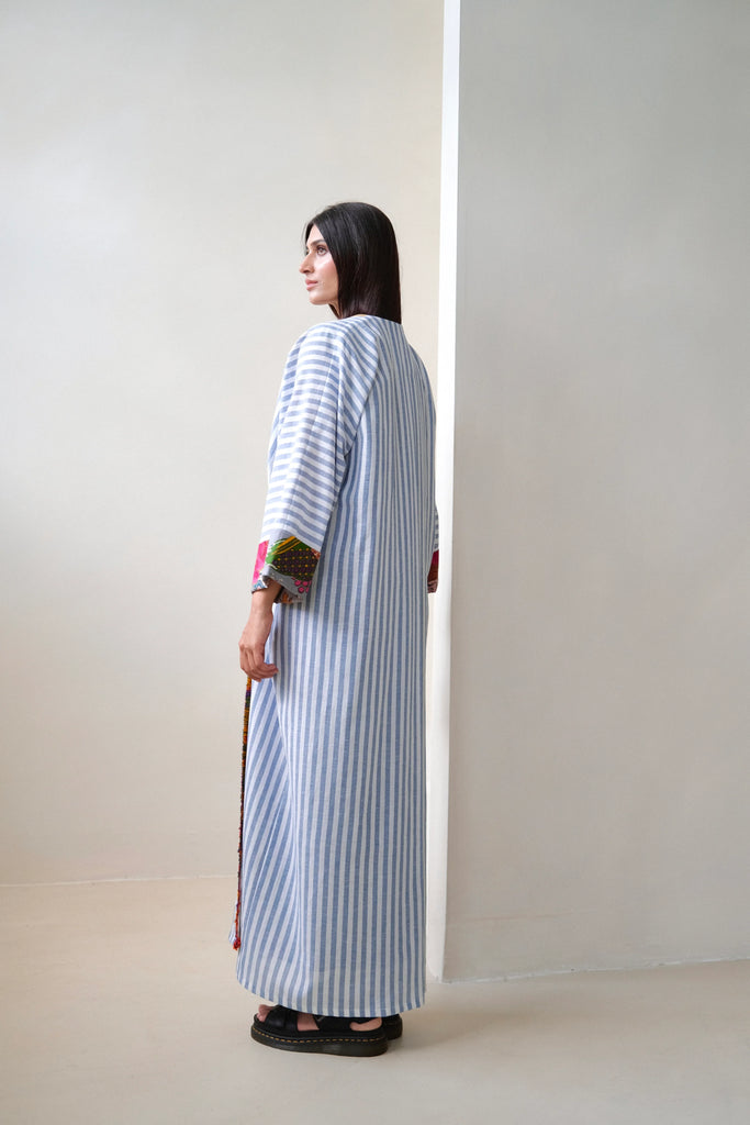 Blue & White Rebloom Abaya 24