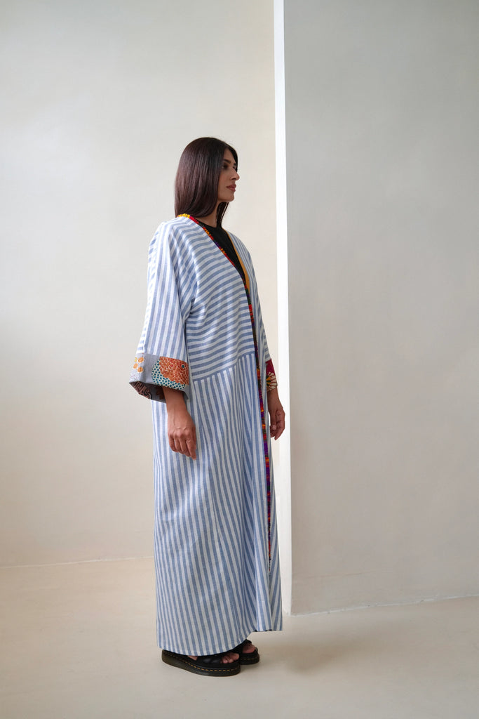 Blue & White Rebloom Abaya 24