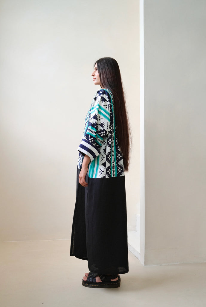 Aqua & Navy Rebloom Abaya 21