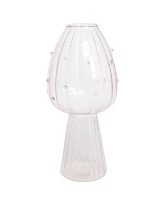 Clear Pink Mushroom Glass Vase