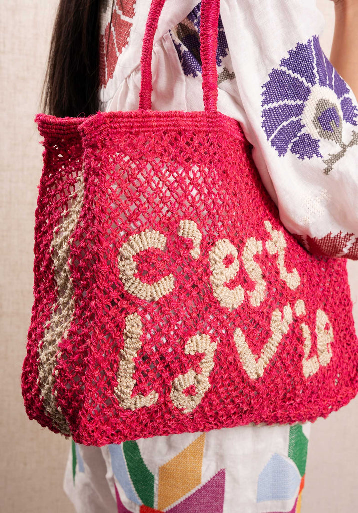 C'est La Vie Small Natural Jute Bag