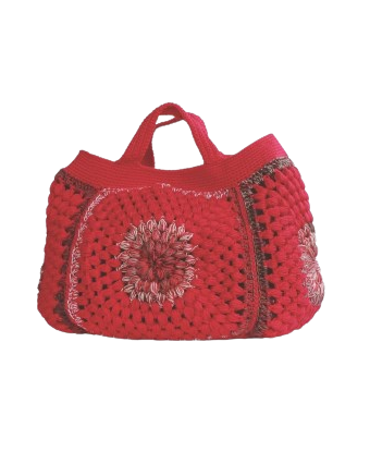 Red Crochet Cotton Bag