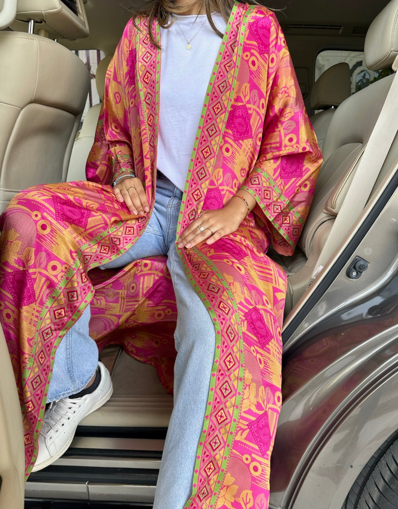 Multicolored Cora Silk Abaya