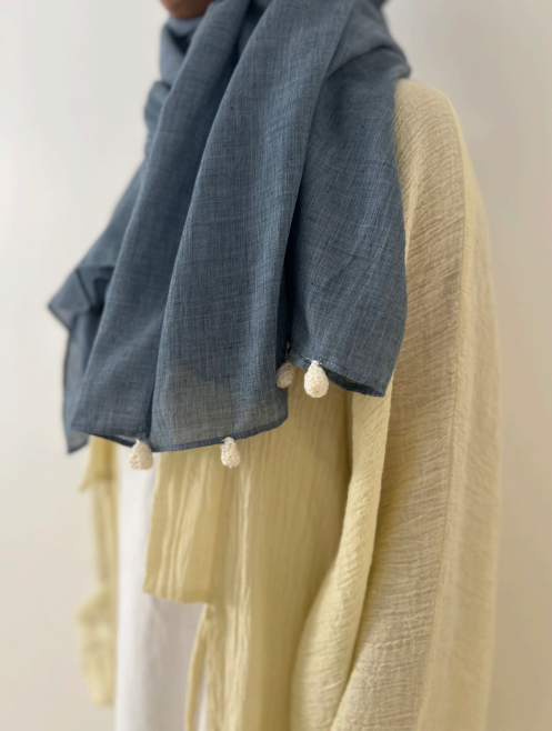 Handcrafted Yellow Linen Kimono Abaya