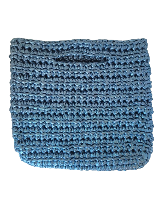 Blue Crochet Tote Bag