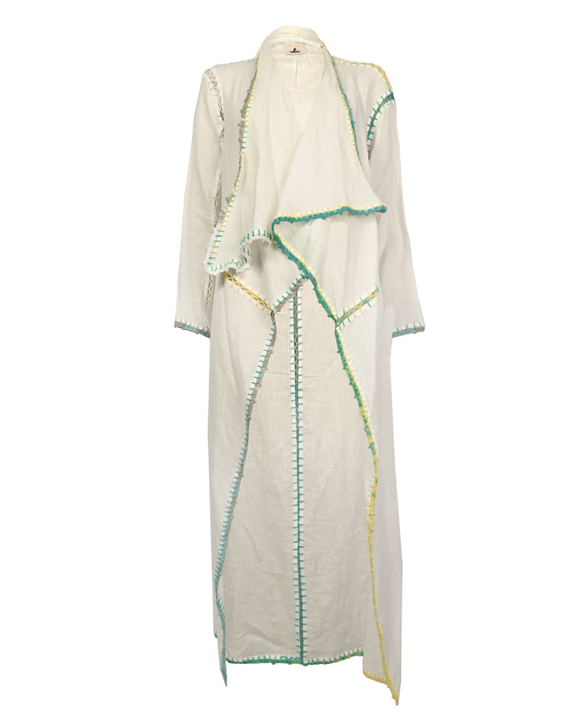 White Linen Crochet Abaya