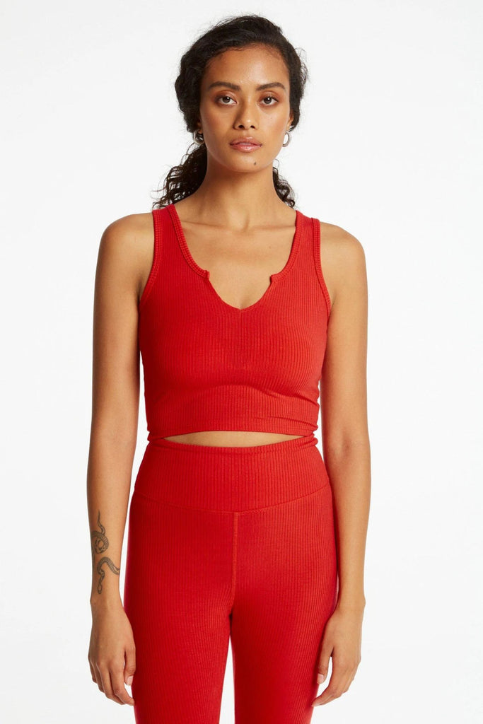 Red Cropped Notch Tank