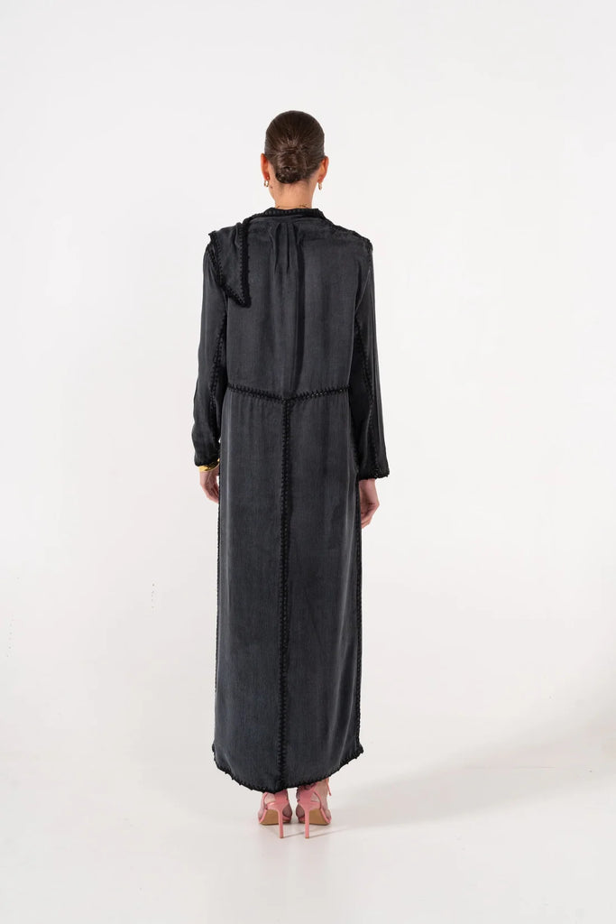 Basma Black Silk Abaya