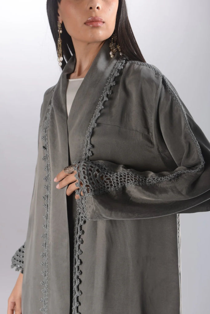 Sintra Grey Silk Abaya