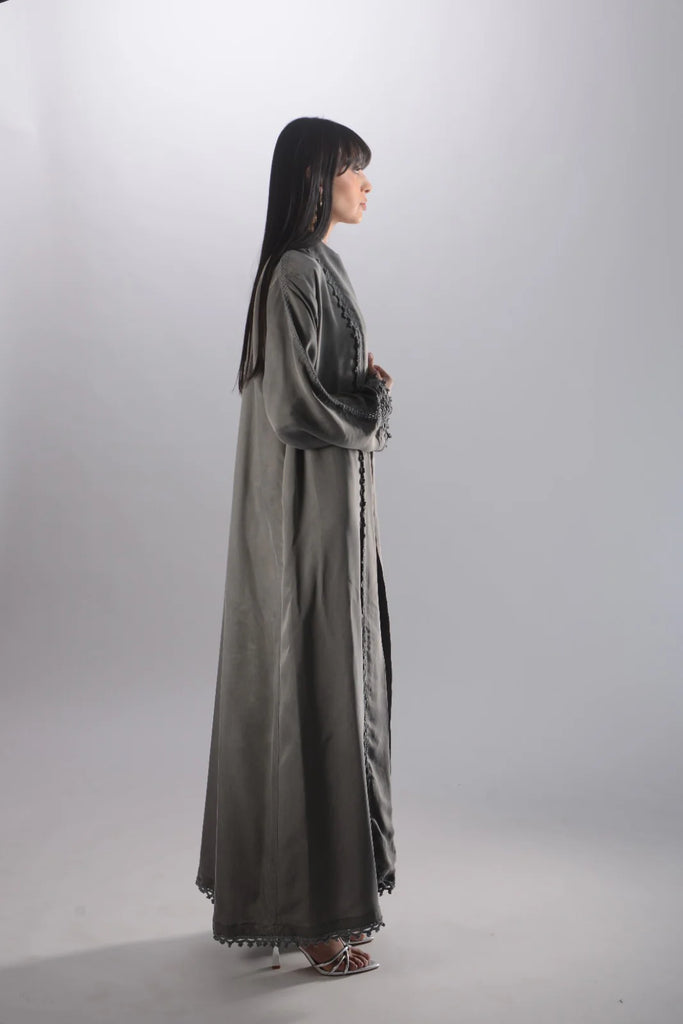 Sintra Grey Silk Abaya