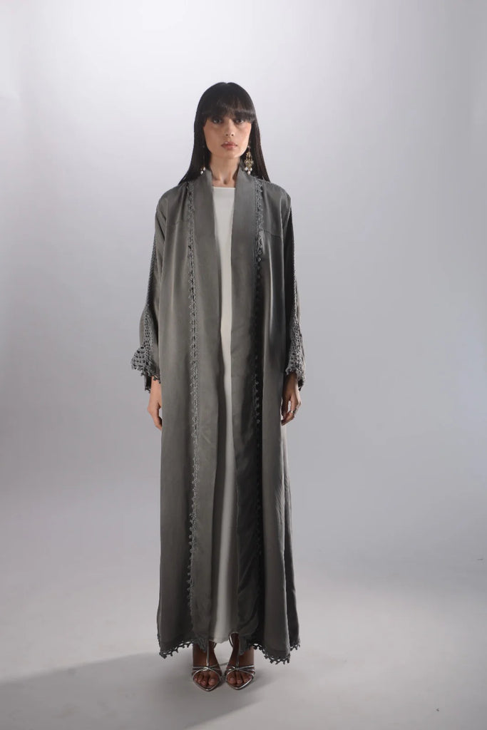 Sintra Grey Silk Abaya