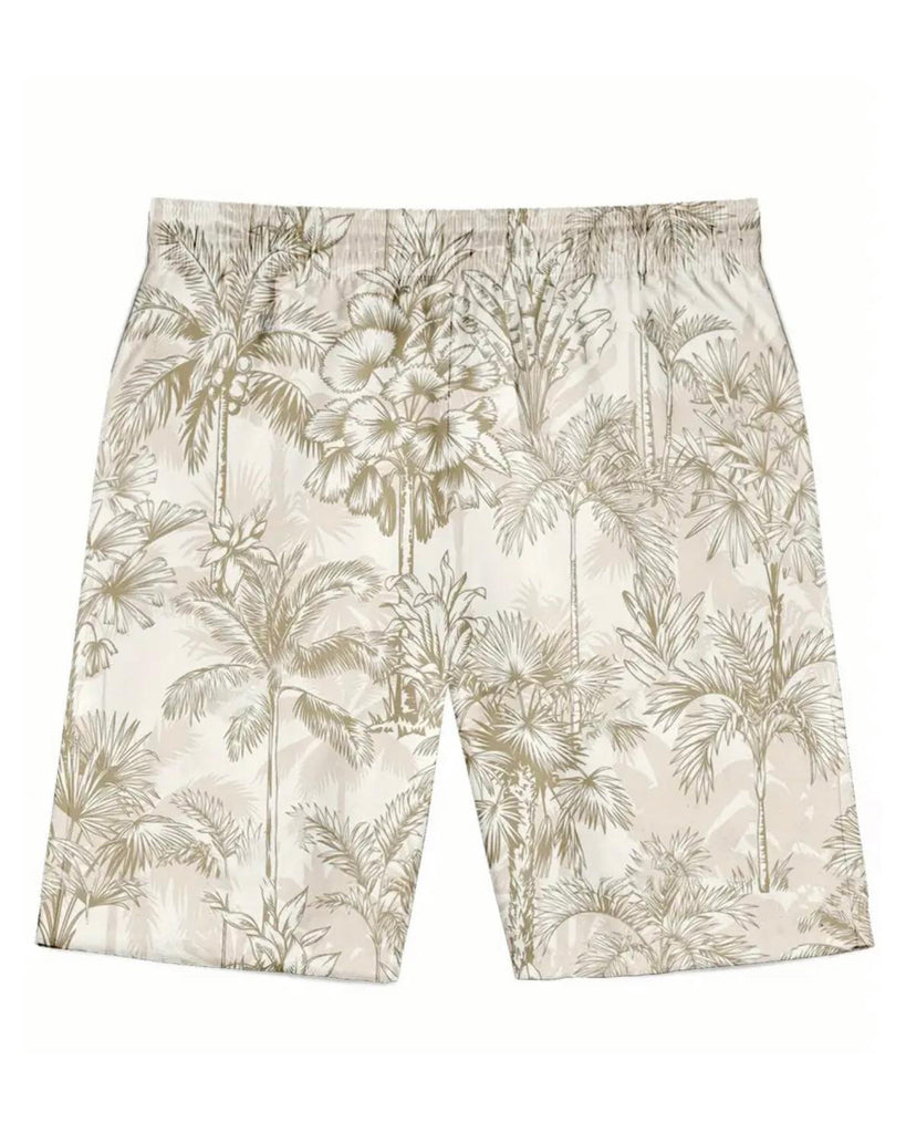 Beige Palm Tree Swim Trunk