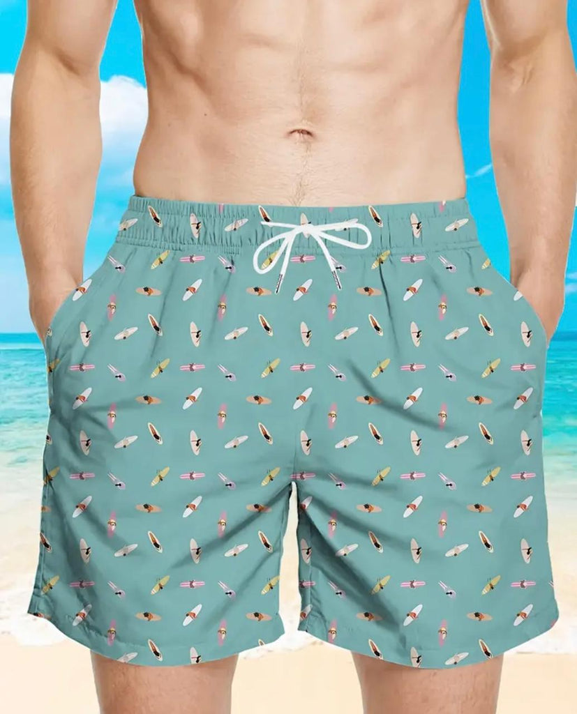 Teal Boats Swim Trunk