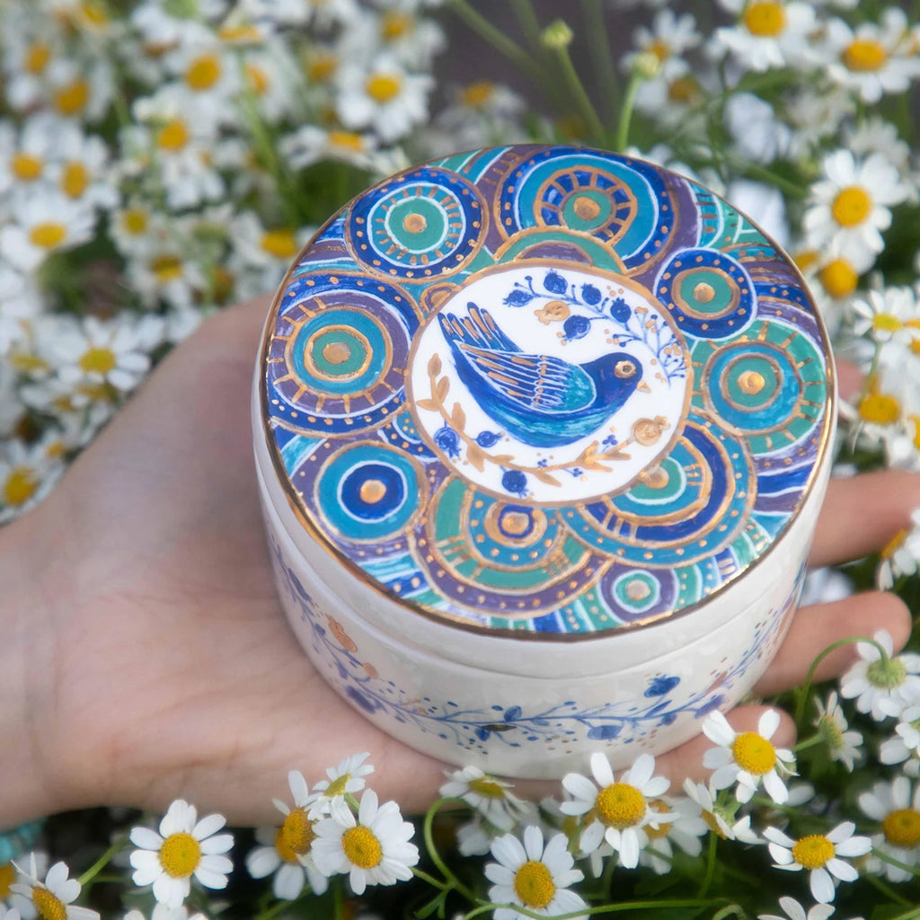 Ceramic container Bird Art