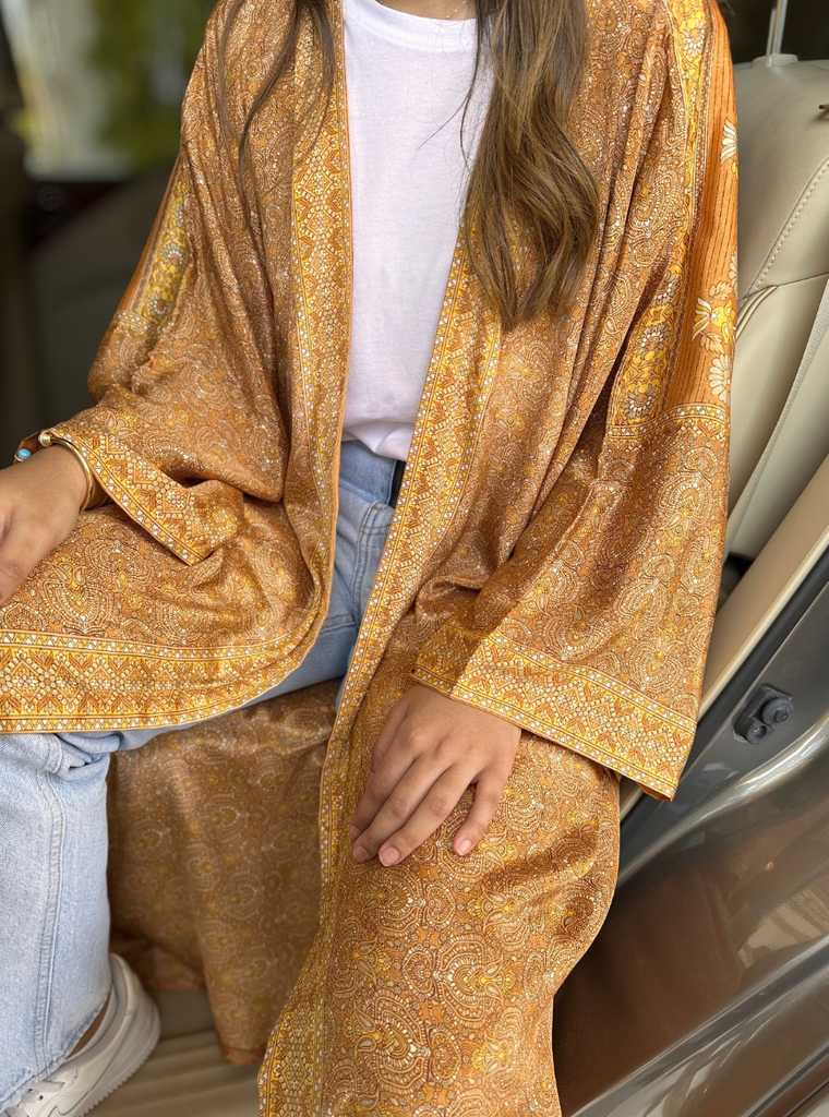 Silk Yellow Zareen Abaya