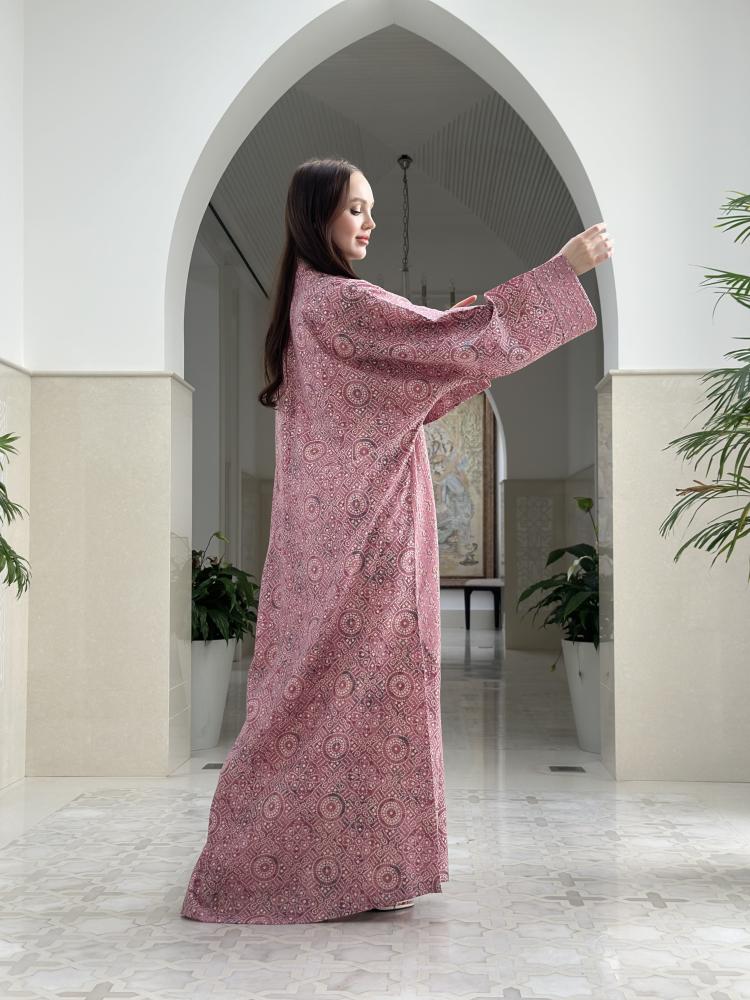 Pink Silk Embroidered Abaya