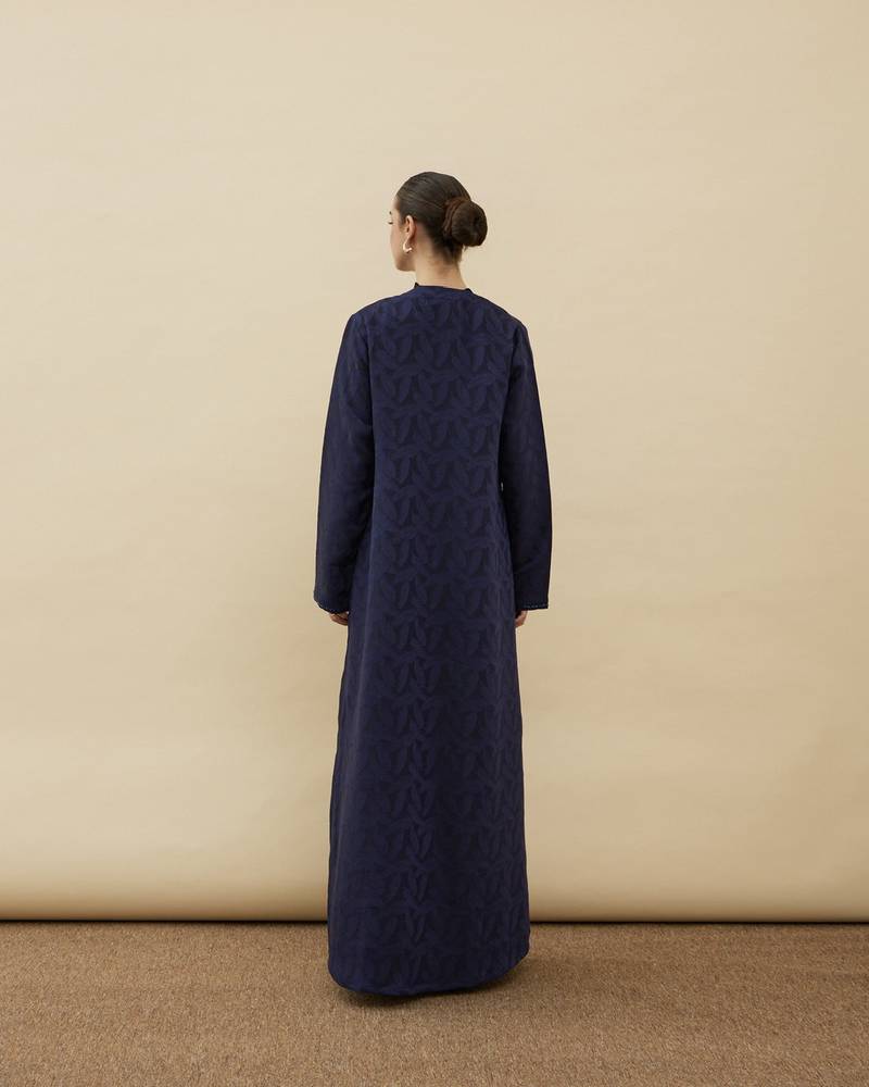 Rim Blue Jacquard Abaya