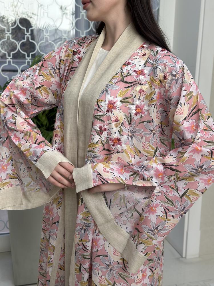 Floral Pink Voile Abaya