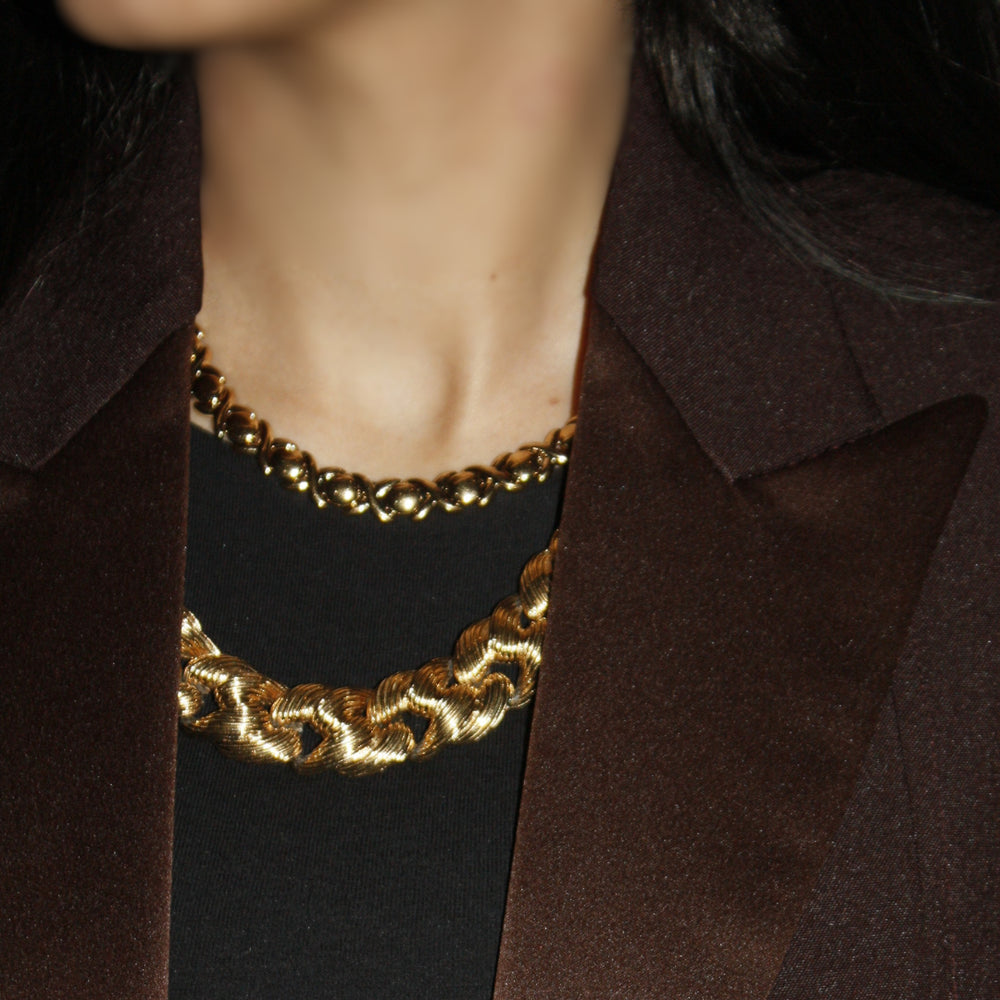 Vintage CE Large Gold Textured Chain Necklace