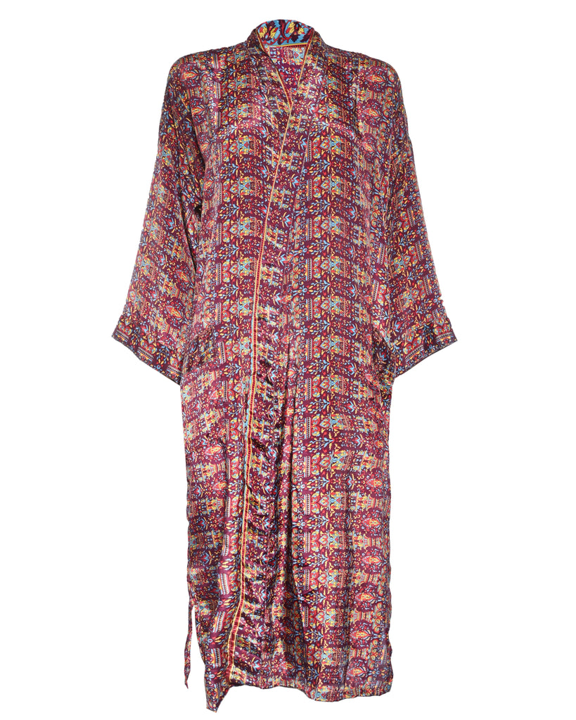 Multicolor Silk Kimono Abaya