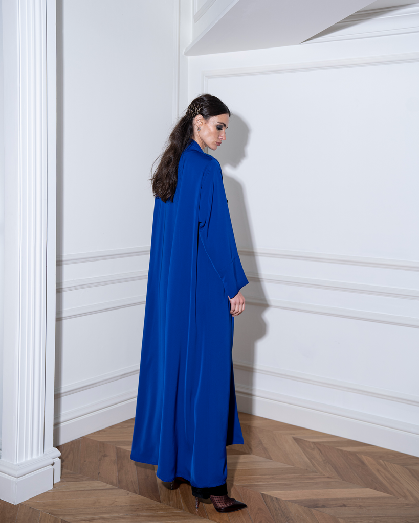 Blue Crepe Embroidered Abaya