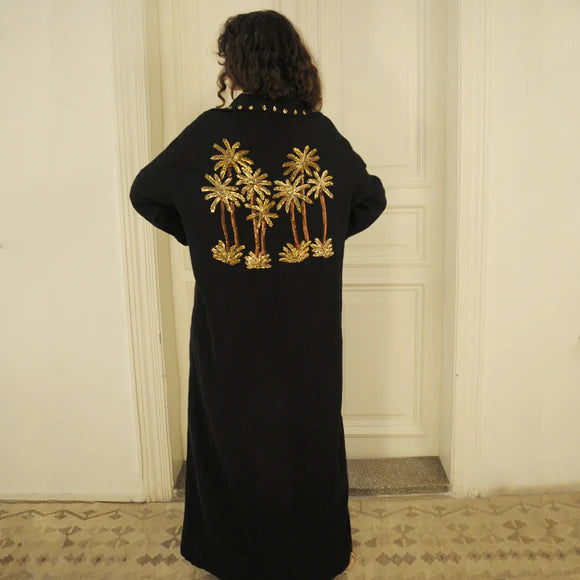 Black Embroidered Coverup Abaya