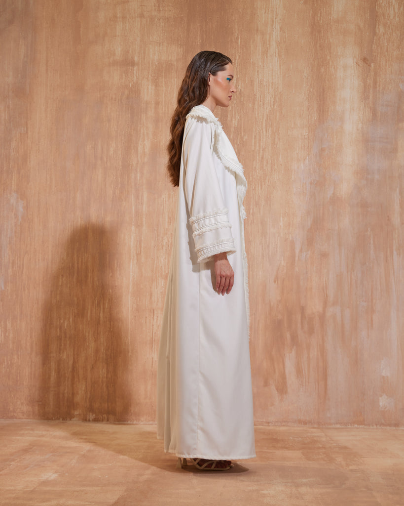 Off-White Fringes Collar Abaya