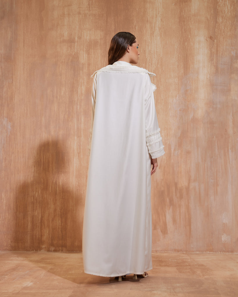 Off-White Fringes Collar Abaya